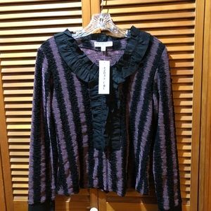 NWT ANDREA LIEU Jacinda Top SMALL Dark Romance Full Zip Pink/Black￼ US $174